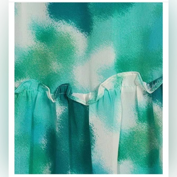 Taylor green Tie-Dye Smocked Bodice Mock Neck Sleeveless Trapeze Dress size XS - Picture 4 of 4